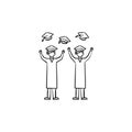 University graduates hand drawn sketch icon.