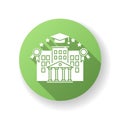 University green flat design long shadow glyph icon Royalty Free Stock Photo