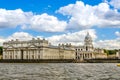 The University of Greenwich and Old Royal Naval Collage from River Thames, London Royalty Free Stock Photo