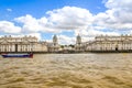 The University of Greenwich and Old Royal Naval Collage from River Thames, London Royalty Free Stock Photo