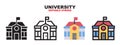 University icon set with different styles. Editable stroke and pixel perfect. Can be used for web, mobile, ui and more