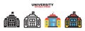 University icon set with different styles. Editable stroke and pixel perfect. Can be used for web, mobile, ui and more