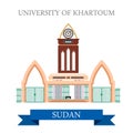 University of Khartoum Sudan Flat style vector ill Royalty Free Stock Photo