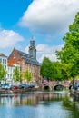 University in Leiden alongside a channel, Netherlands Royalty Free Stock Photo