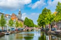University in Leiden alongside a channel, Netherlands Royalty Free Stock Photo
