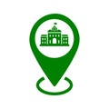 University, location, education, locate icon. Green vector sketch