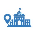 University, location icon. Blue color vector
