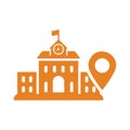 University, location icon. Orange color vector EPS