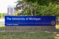 University of Michigan`s Central campus board at the entrance, Central Campus was the original location of U-M when it moved to An