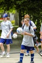 Summer-camp Soccer team at Notre Dame, Indiana