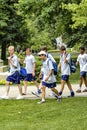 Summer-camp soccer team at Notre Dame, Indiana