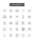 University line icons collection. College, School, Academy, Institute, Polytechnic, Conservatory, Seminary vector and