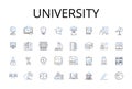 University line icons collection. College, School, Academy, Institute, Polytechnic, Conservatory, Seminary vector and