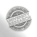 University research emblem symbol featuring intricate patterns and text for academic exploration Royalty Free Stock Photo