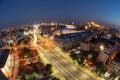 University Square, Bucharest, Romania view from Intercontinental hotel , night cityscape Royalty Free Stock Photo