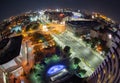 University Square, Bucharest, Romania view from Intercontinental hotel , night cityscape Royalty Free Stock Photo