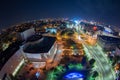 University Square, Bucharest, Romania view from Intercontinental hotel , night cityscape Royalty Free Stock Photo