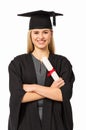 University Student In Graduation Gown Holding Certificate