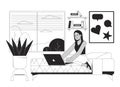 University student homework bw vector spot illustration