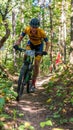 University student in mountain bike race