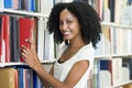 University student selecting book in library Royalty Free Stock Photo