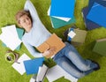 University student sleeping at home Royalty Free Stock Photo