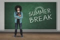 University student with summer break word
