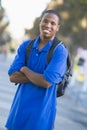 University student wearing rucksack