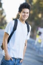 University student wearing rucksack Royalty Free Stock Photo