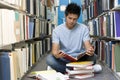 University student working in library