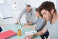 University students attending lecture on campus Royalty Free Stock Photo