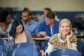 University, students and happy portrait in lecture, classroom and learning in course for education. College, campus and Royalty Free Stock Photo