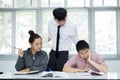 University students study hard and listen to teachers for their lessons with special lectures in the columns of math class