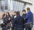 University students talking in kazan university , russian federation