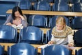 University, students and writing notes in lecture, hall and learning in class with education. College, campus and people Royalty Free Stock Photo