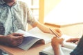 University studying friends studying and reading a books in classroom Royalty Free Stock Photo