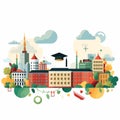 university vector flat minimalistic isolated illustration