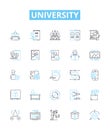 University vector line icons set. College, University, School, Higher-education, Campus, Academic, Institute