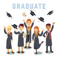 University young graduate students. Graduation and education vector concept
