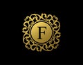 Unique F Letter Calligraphic Logo. Luxury F Swirl Logo Icon perfect for salon, yoga, restaurant, boutique and letter stamp