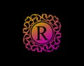 Uniwue R Letter Calligraphic Logo. Luxury R Swirl Logo Icon perfect for salon, yoga, restaurant, boutique and letter stamp