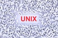 UNIX concept scattered binary code 3D