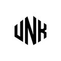 UNK letter logo design with polygon shape. UNK polygon and cube shape logo design. UNK hexagon vector logo template white and Royalty Free Stock Photo