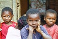 Unknown african children laughing in Malgasy village.