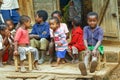 Unknown african children laughing in Malgasy village.