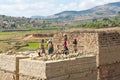 Unknown Africans working hard in brickyard - Madagascar Royalty Free Stock Photo