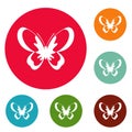 Unknown butterfly icons circle set