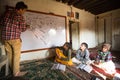 Unknown children in lesson at Jagadguru School.