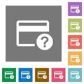 Unknown credit card square flat icons