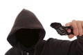 Unknown dangerous attacker with a gun Royalty Free Stock Photo